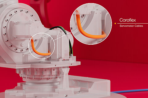Robot equipped with Coroﬂex servomotor cables
