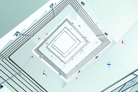 The Tape Towers stairwell at our Wuppertal site has been brought to life with various works of art to create a vibrant and creative atmosphere.