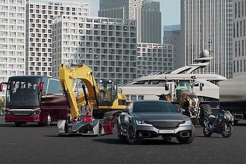 Beispiele für Fahrzeugtypen, die mit Coroflex Hochvoltleitungen ausgestattet werden können