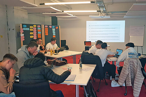 The three apprentice teams during project management training